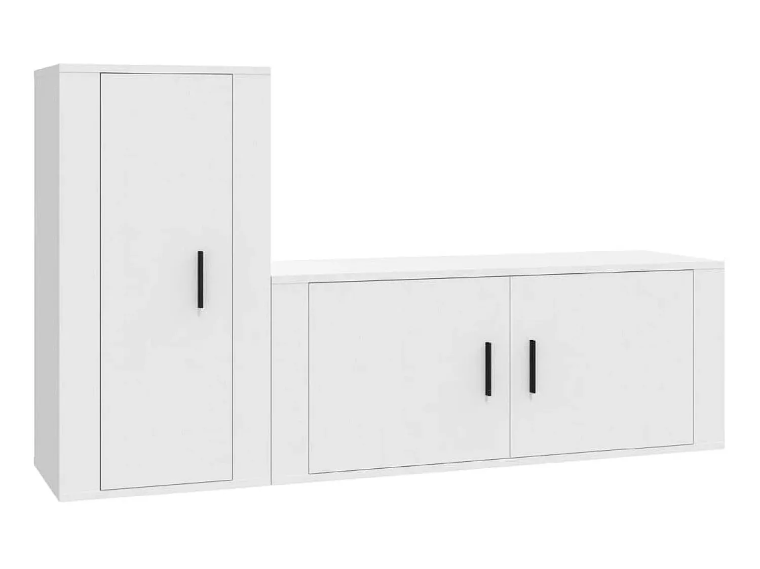 Online 2 pcs conjunto móveis de TV derivados de madeira PT895768 Branco