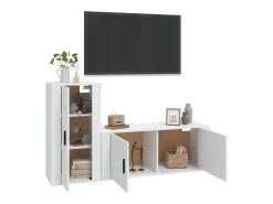 Online 2 pcs conjunto móveis de TV derivados de madeira PT895768 Branco