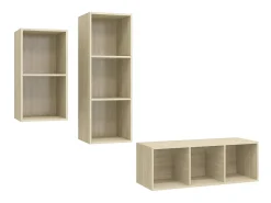 Sale 3 pcs conjunto móveis de TV derivados madeira carvalho sonoma PT885168 Castanho