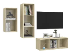 Sale 3 pcs conjunto móveis de TV derivados madeira carvalho sonoma PT885168 Castanho