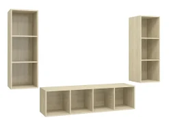 Móvel De Tv| 3 pcs conjunto móveis de TV derivados madeira carvalho sonoma PT440827 Castanho
