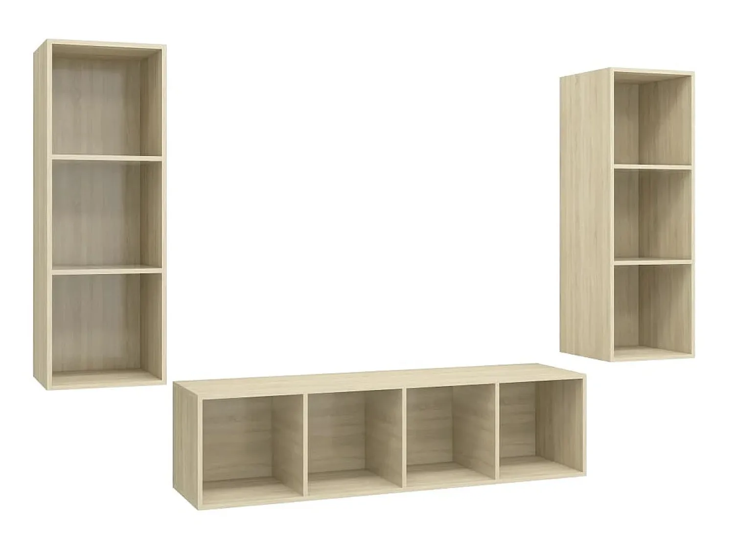 Móvel De Tv| 3 pcs conjunto móveis de TV derivados madeira carvalho sonoma PT440827 Castanho