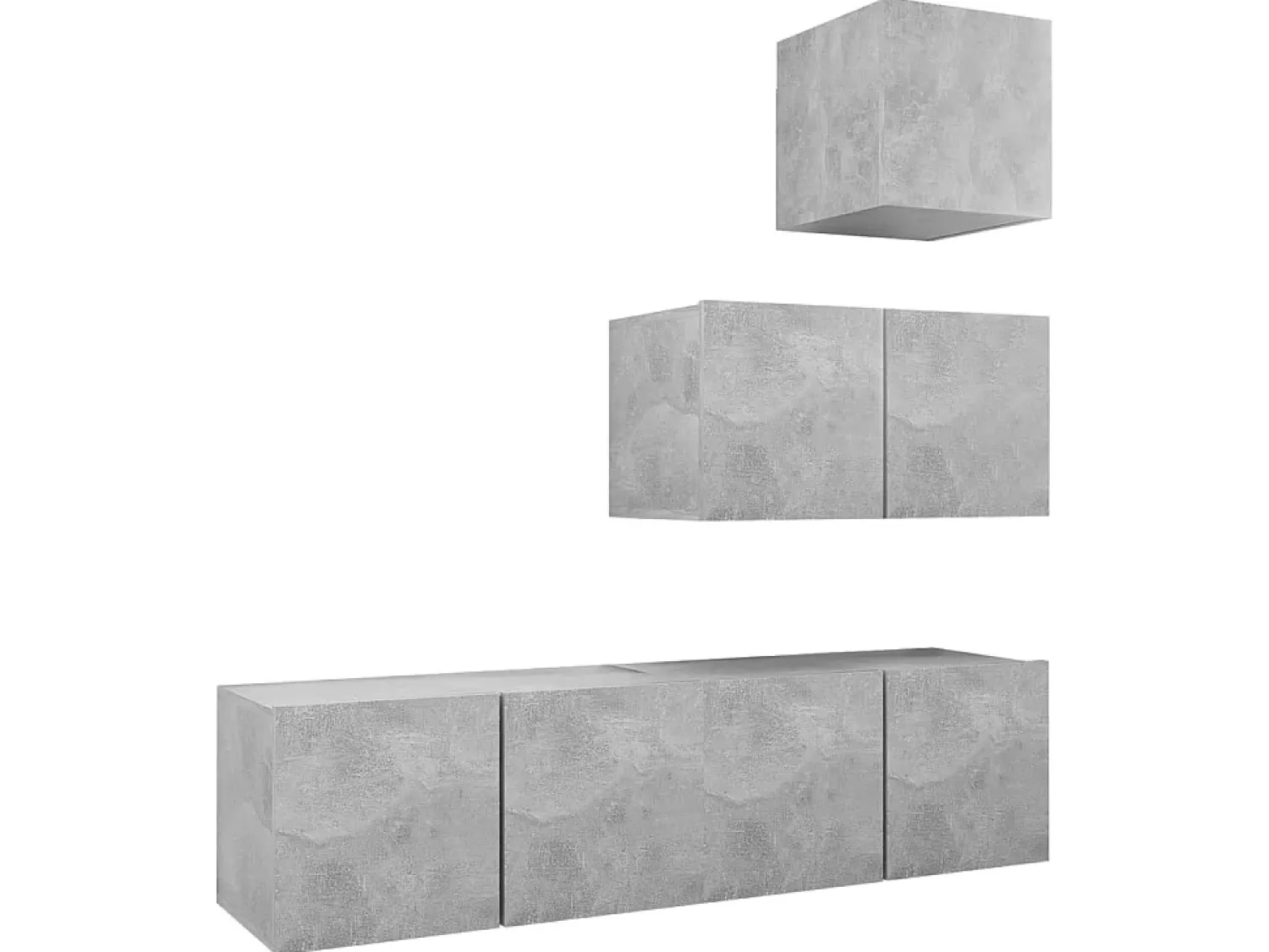 Best 4 pcs conjunto móveis de TV derivados madeira cimento PT545587 Cinzento