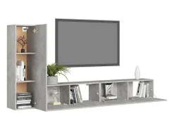 Discount 3 pcs conjunto móveis de TV derivados madeira cimento PT241684 Cinzento