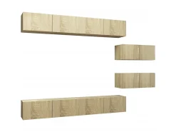 Móvel De Tv| 6 pcs conjunto móveis de TV derivados madeira carvalho sonoma PT242998 Castanho