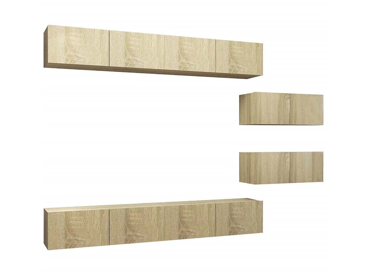 Móvel De Tv| 6 pcs conjunto móveis de TV derivados madeira carvalho sonoma PT242998 Castanho