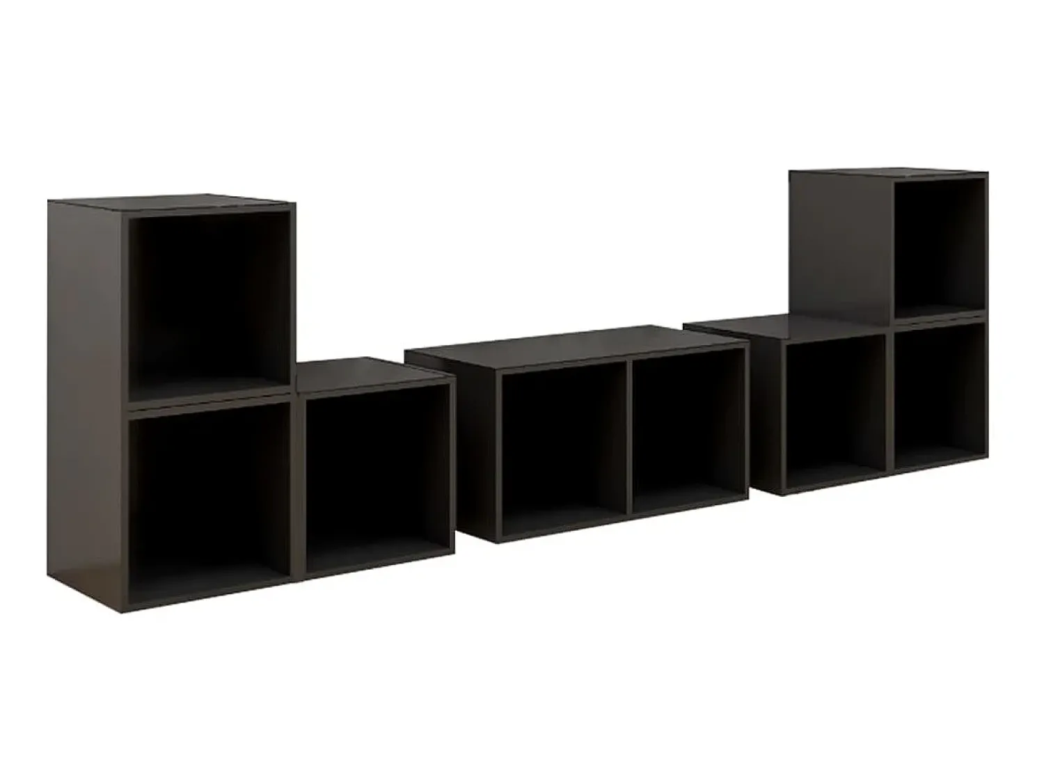 Móvel De Tv* 6 pcs conjunto móveis de TV derivados madeira cinza brilhante PT453369 Cinzento