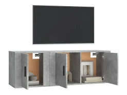 Móvel De Tv* 2 pcs conjunto móveis de TV derivados de madeira cinza cimento PT778307 Cinzento