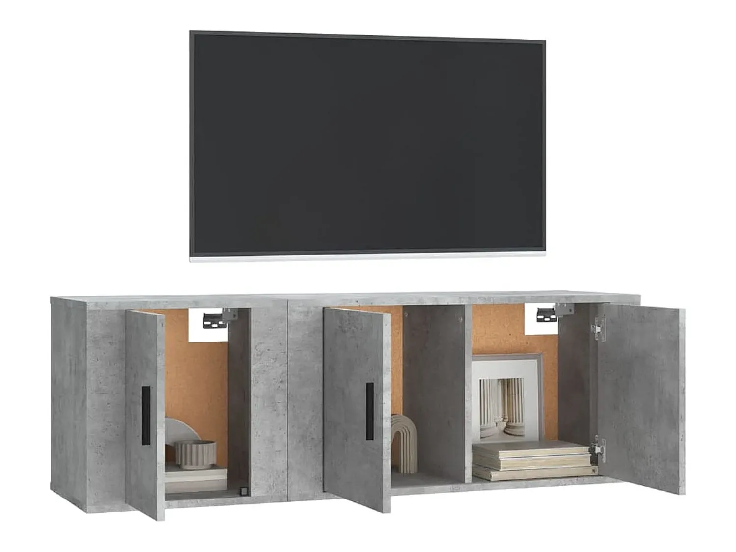 Móvel De Tv* 2 pcs conjunto móveis de TV derivados de madeira cinza cimento PT778307 Cinzento