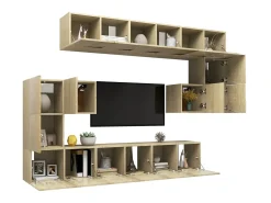 Móvel De Tv* 10 pcs conjunto móveis de TV derivados madeira carvalho sonoma PT512475 Castanho
