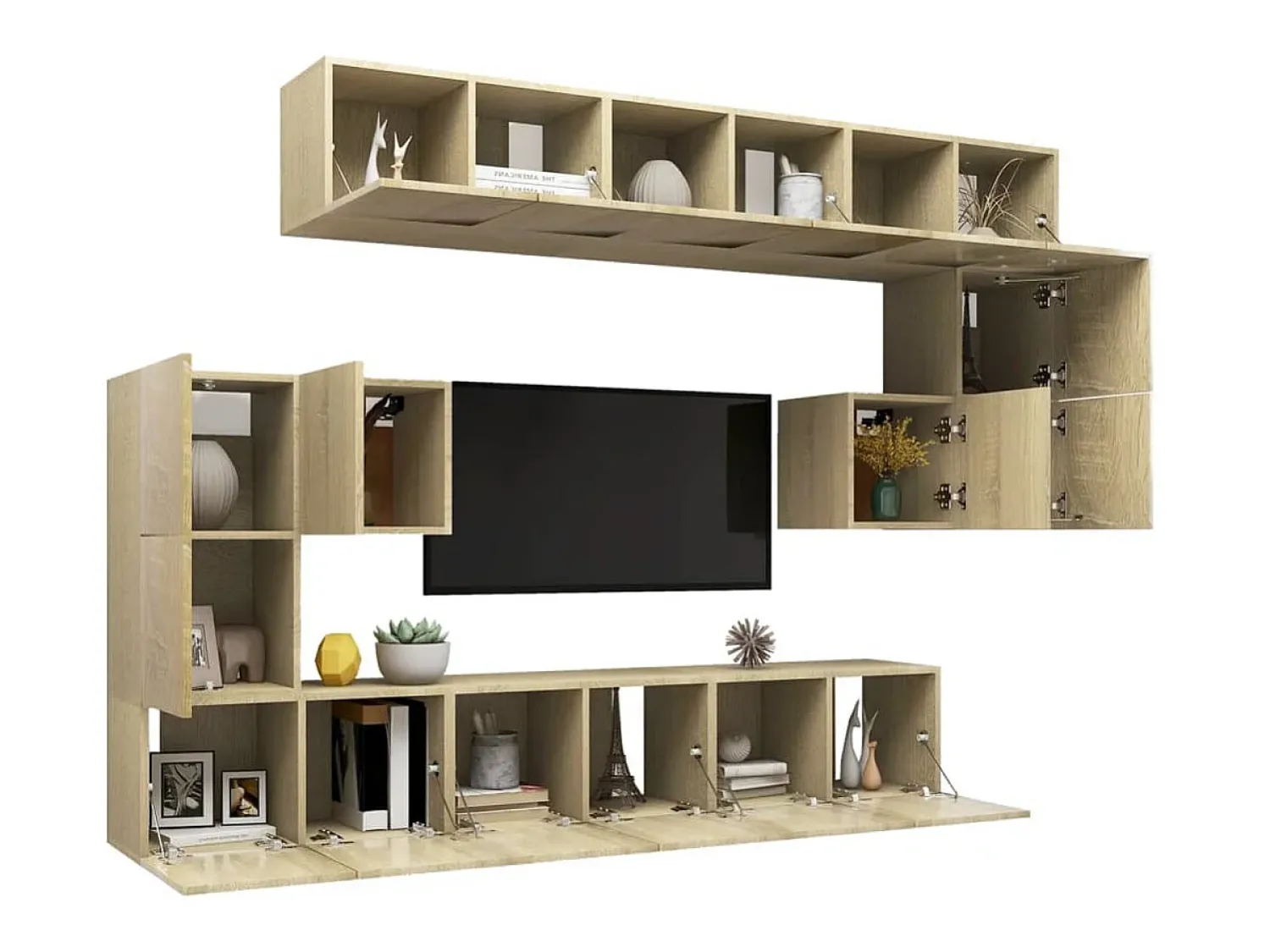 Móvel De Tv* 10 pcs conjunto móveis de TV derivados madeira carvalho sonoma PT512475 Castanho