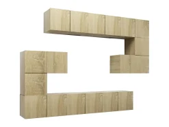 Móvel De Tv* 10 pcs conjunto móveis de TV derivados madeira carvalho sonoma PT512475 Castanho
