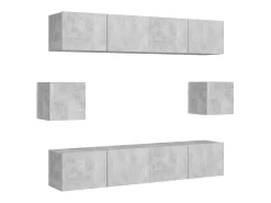 Móvel De Tv* 6 pcs conjunto móveis de TV derivados madeira cimento PT769923 Cinzento