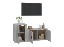 2 pcs conjunto móveis de TV derivados de madeira cinza cimento PT528225^ Móvel De Tv