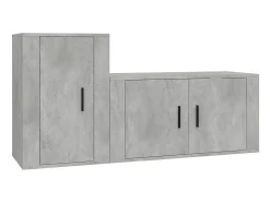 2 pcs conjunto móveis de TV derivados de madeira cinza cimento PT528225^ Móvel De Tv