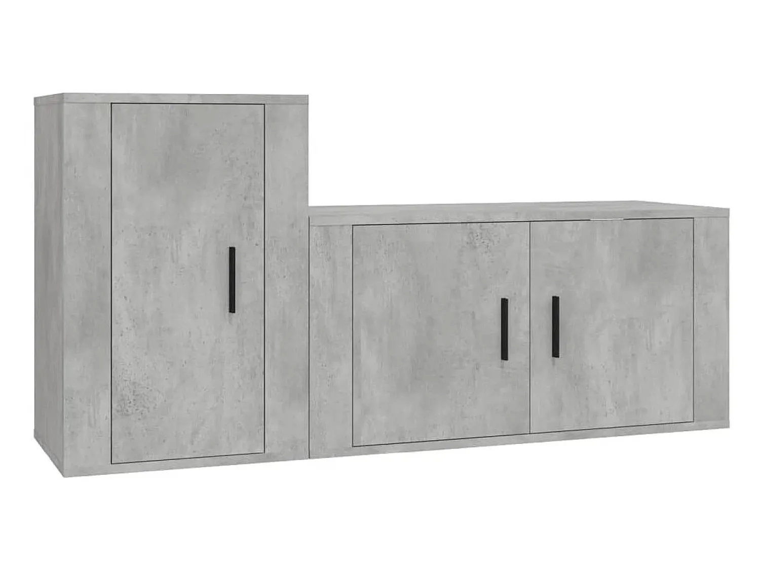 2 pcs conjunto móveis de TV derivados de madeira cinza cimento PT528225^ Móvel De Tv
