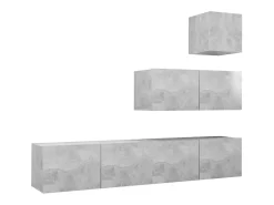 Sale 4 pcs conjunto móveis de TV derivados madeira cimento PT568150 Cinzento