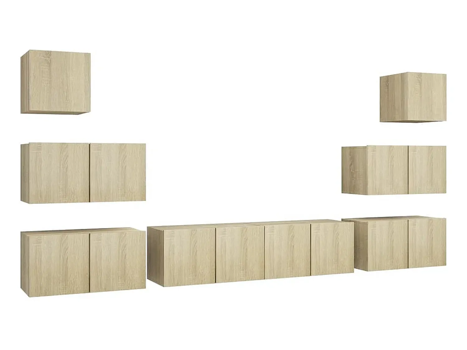 Outlet 8 pcs conjunto móveis de TV derivados madeira carvalho sonoma PT730562 Castanho