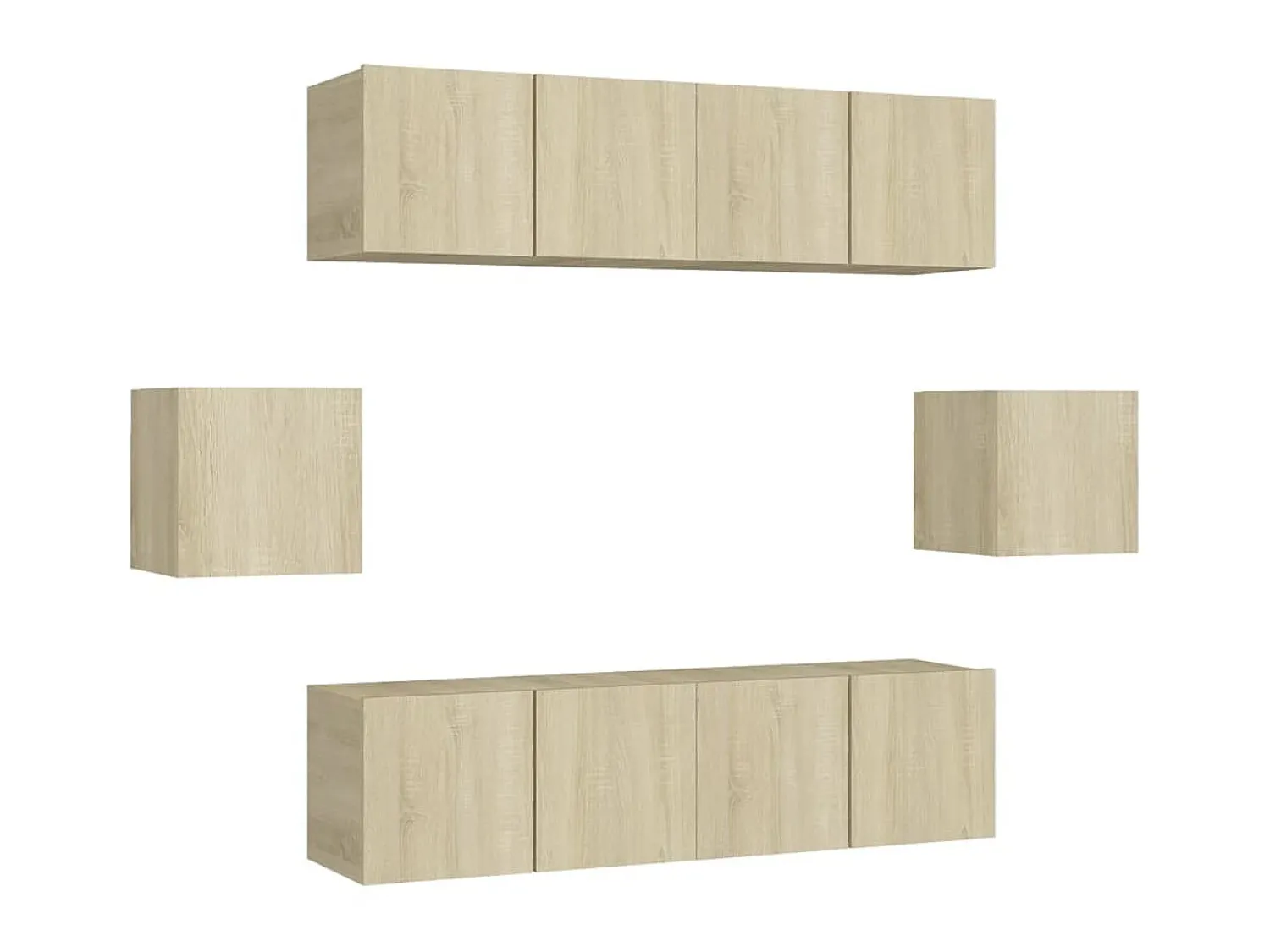 Móvel De Tv| 6 pcs conjunto móveis de TV derivados madeira carvalho sonoma PT175029 Castanho