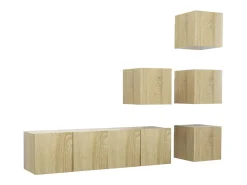 Hot 6 pcs conjunto móveis de TV derivados madeira carvalho sonoma PT707718 Castanho
