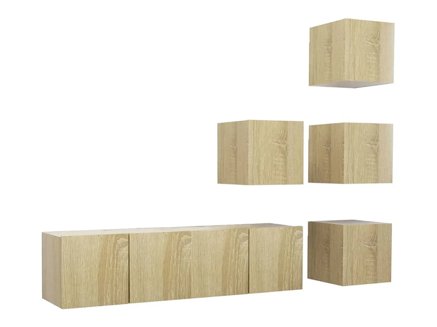 Hot 6 pcs conjunto móveis de TV derivados madeira carvalho sonoma PT707718 Castanho