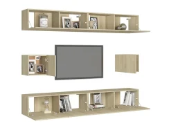 Móvel De Tv* 6 pcs conjunto móveis de TV derivados madeira carvalho sonoma PT303912 Castanho