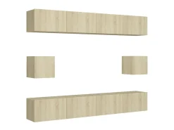Móvel De Tv* 6 pcs conjunto móveis de TV derivados madeira carvalho sonoma PT303912 Castanho