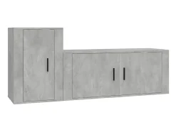 Online 2 pcs conjunto móveis de TV derivados de madeira cinza cimento PT614067 Cinzento