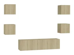 6 pcs conjunto móveis de TV derivados madeira carvalho sonoma PT587982^ Móvel De Tv