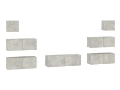 7 pcs conjunto móveis TV derivados de madeira cimento PT637580^ Móvel De Tv