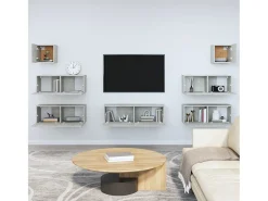 7 pcs conjunto móveis TV derivados de madeira cimento PT637580^ Móvel De Tv