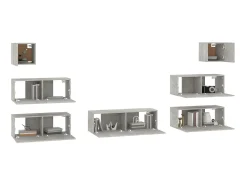 7 pcs conjunto móveis TV derivados de madeira cimento PT637580^ Móvel De Tv