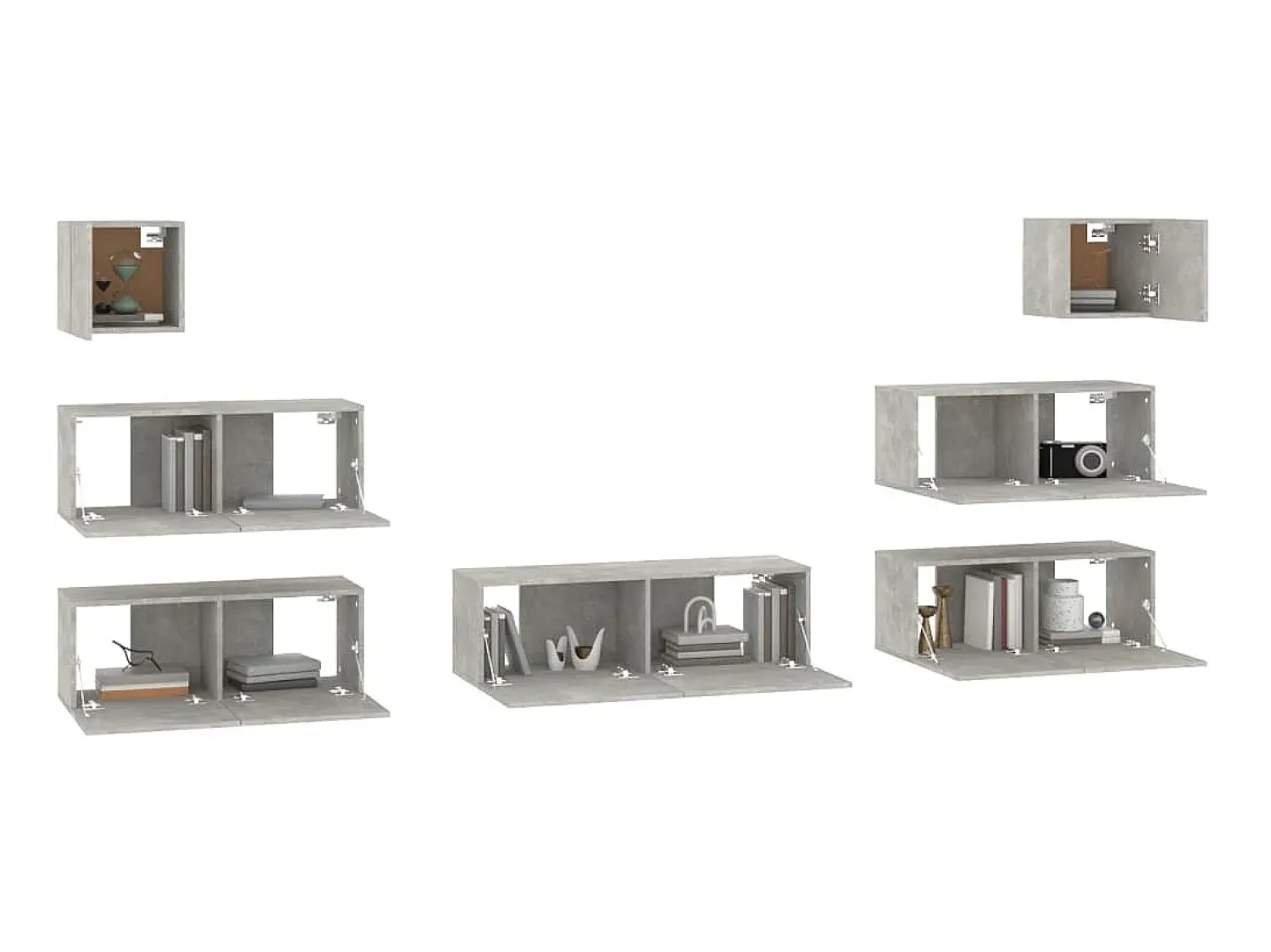 7 pcs conjunto móveis TV derivados de madeira cimento PT637580^ Móvel De Tv