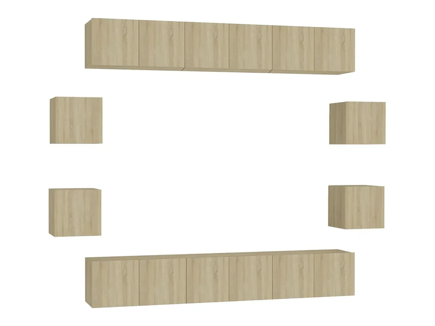 Móvel De Tv| 10 pcs conjunto móveis TV derivados de madeira carvalho sonoma PT122252 Castanho