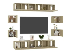 Móvel De Tv| 10 pcs conjunto móveis TV derivados de madeira carvalho sonoma PT122252 Castanho