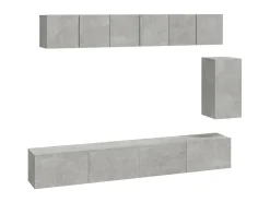 Móvel De Tv* 6 pcs conjunto móveis TV derivados de madeira cimento PT550869 Cinzento