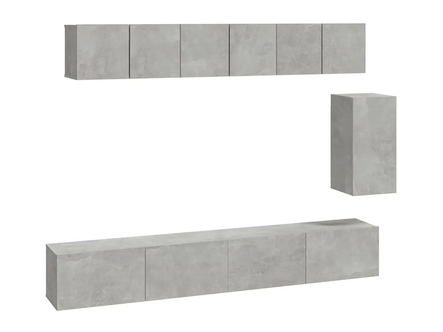 Móvel De Tv* 6 pcs conjunto móveis TV derivados de madeira cimento PT550869 Cinzento
