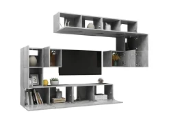 Hot 8 pcs conjunto móveis TV derivados de madeira cimento PT911247 Cinzento