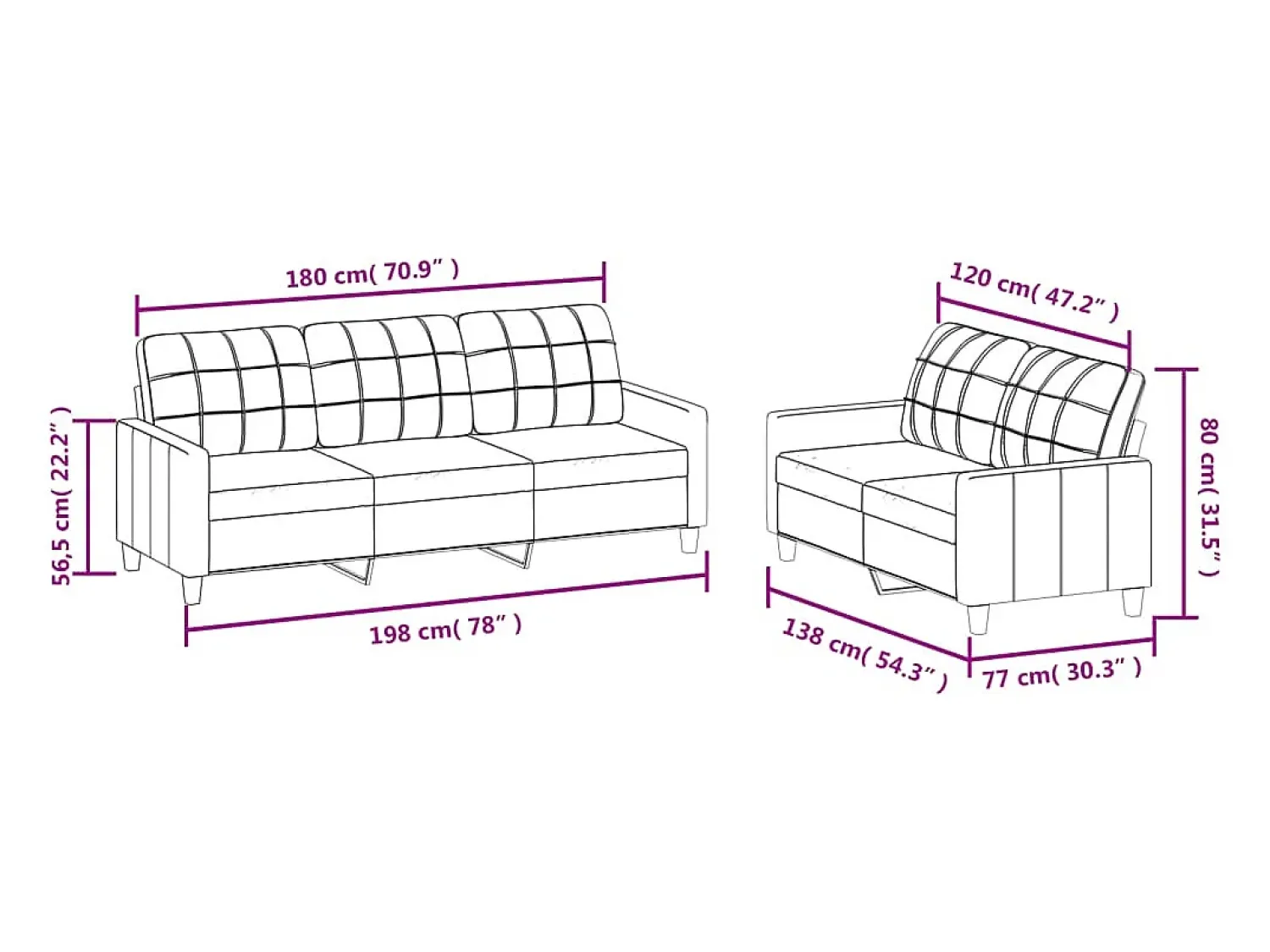 vidaxl 2 pcs conjunto sofás c/ almofadões couro artificial cor^ Sofá