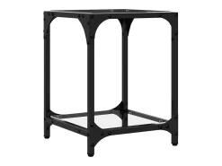 2 pcs Mesas de centro | Mesa de apoio | Mesa de café c/ topo vidro 30x30x40cm aço^ Mesa De Centro