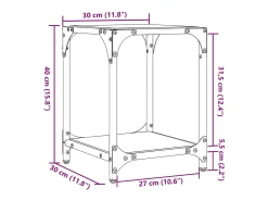 2 pcs Mesas de centro | Mesa de apoio | Mesa de café c/ topo vidro 30x30x40cm aço^ Mesa De Centro