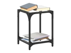 2 pcs Mesas de centro | Mesa de apoio | Mesa de café c/ topo vidro 30x30x40cm aço^ Mesa De Centro