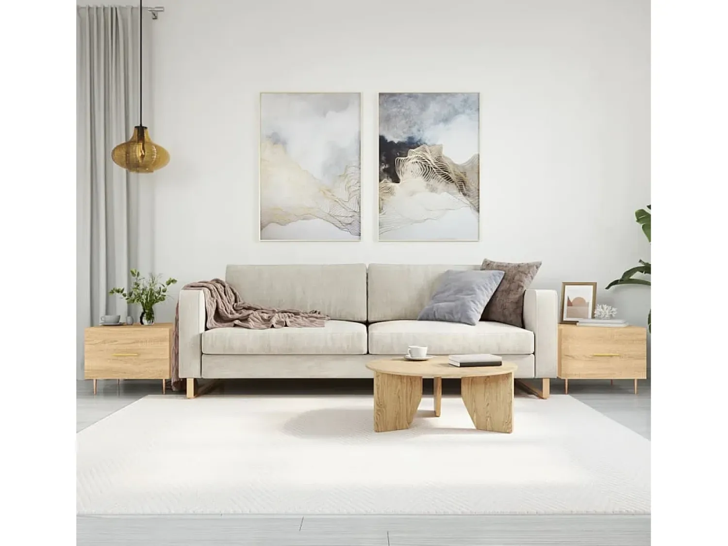 Mesa De Centro| 2 pcs Mesas de centro | Mesa de apoio | Mesa de café 50x50x40cm deriv. madeira carvalho sonoma Castanho