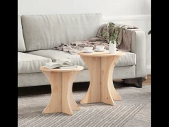 2 pcs Mesas de centro | Mesa de apoio | Mesa de café Natural 46x46x47 cm^ Mesa De Centro