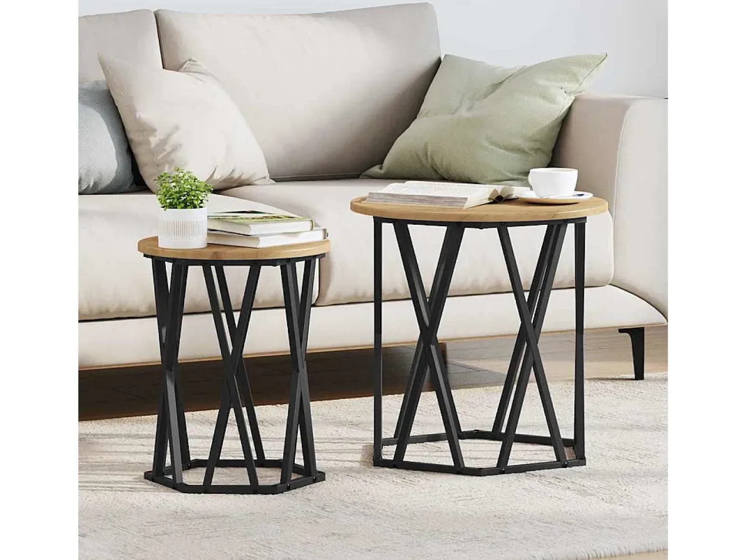 Hot 2 pcs Mesas de centro | Mesa de apoio | Mesa de café carvalho artisiano 50x50x50 cm Castanho