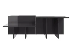 Outlet 2 pcs Mesas de centro | Mesa de apoio | Mesa de café derivados de madeira brilhante Cinzento