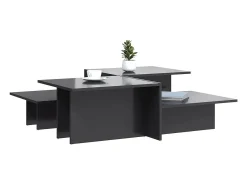 Outlet 2 pcs Mesas de centro | Mesa de apoio | Mesa de café derivados de madeira brilhante Cinzento