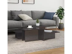 Outlet 2 pcs Mesas de centro | Mesa de apoio | Mesa de café derivados de madeira brilhante Cinzento