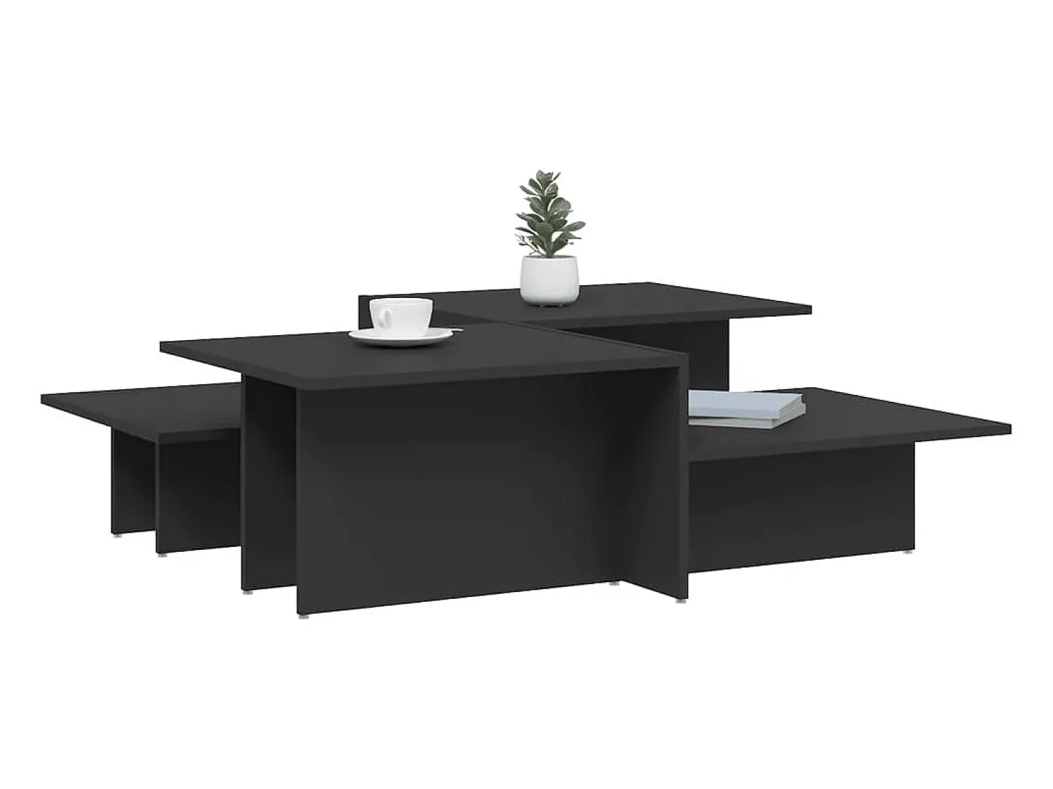 2 pcs Mesas de centro | Mesa de apoio | Mesa de café derivados de madeira^ Mesa De Centro