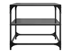 2 pcs Mesas de centro | Mesa de apoio | Mesa de café c/ topo em vidro 50x50x45 cm aço^ Mesa De Centro